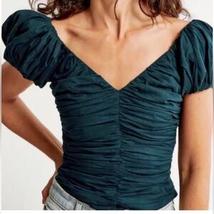 Abercrombie & Fitch Deep Blue Ruched Blouse